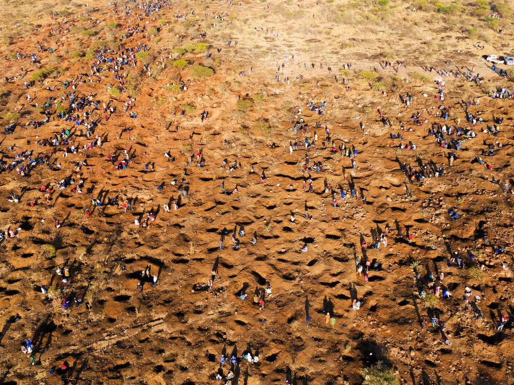 News of the herder’s finding spread fast, triggering a rush to the site. Picture: Phill Magakoe/AFP