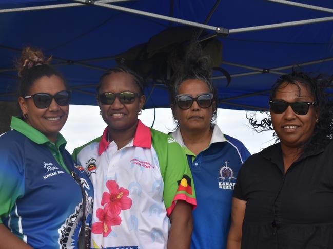 Bree Ahwang, Natasha Beveridge, Frances Seden, and Tameeka Ahwang at the Mackay Indigenous Rugby League Carnival. Picture: Mitch Bourke