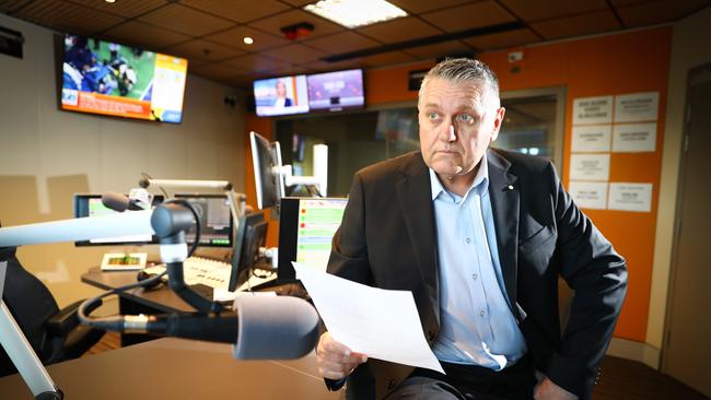 Ray Hadley in his 2GB studio at Pyrmont. Picture: Renee Nowytarger