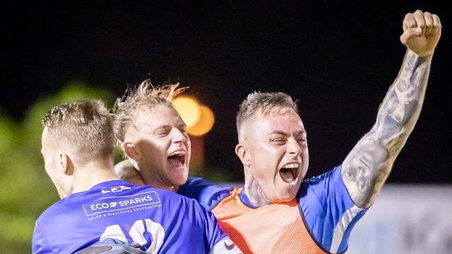 Hellenic celebrate winning the Men's Premier League grand final. Picture: Daniel Abrantes.