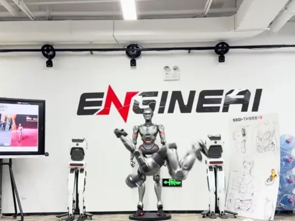 The challenge for robots attempting a front flip lies in maintaining balance and control. Picture: EngineAI