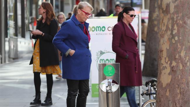 Melbourne Lord Mayor Sally Capp pays respects at the scene. Picture: David Crosling