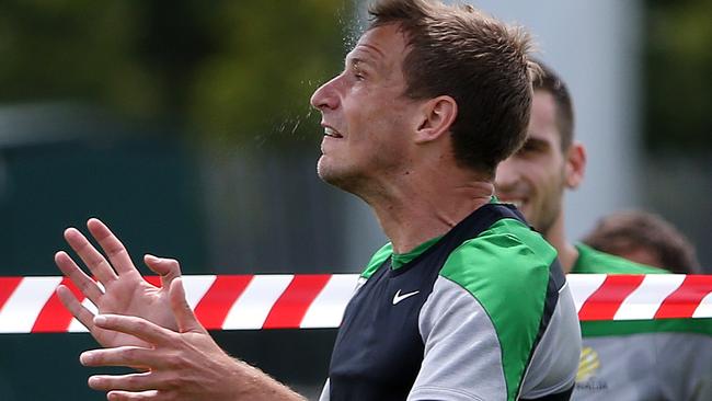 Socceroos training at Lakeside oval, South Melbourne Australia. 5th January. Australia's Alex Wilkinson during a light training session. Picture : George Salpigtidis