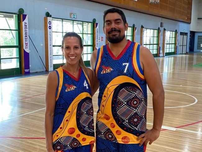 Tracy Village Jets Kylie Duggan and Alex Weetra. Picture: Darwin Basketball Association.