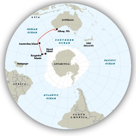 The voyage from Albany to Heard Island.