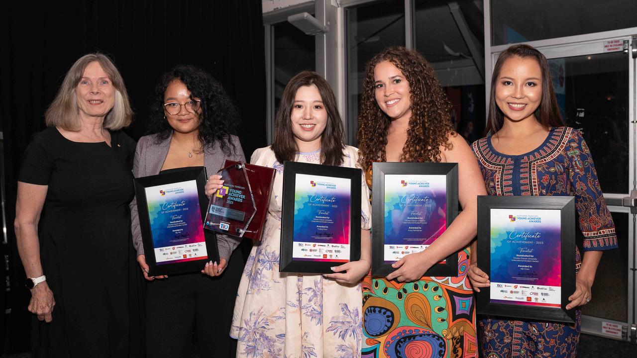 Charles Darwin International Student Award Nominees and Winner Yuqing (Crystal) Zhao at the NT Young Achiever Awards. Picture: Pema Tamang Pakhrin