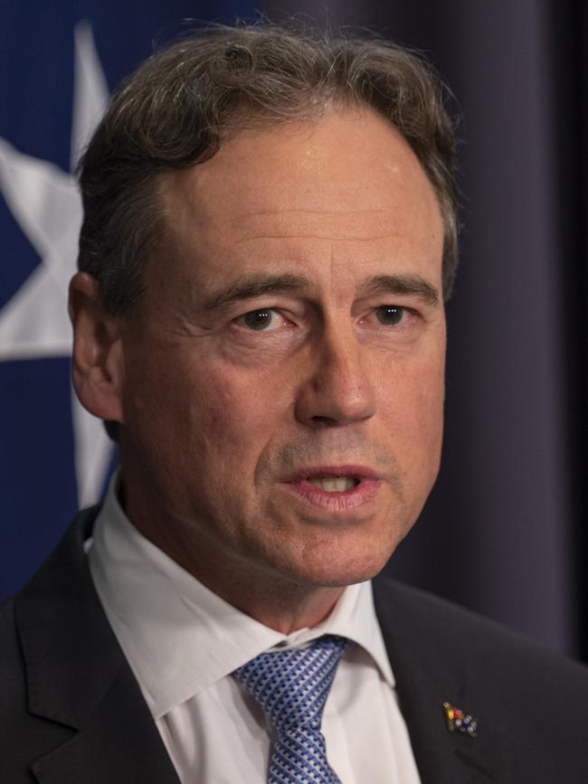 Health Minister Greg Hunt on Thursday. Picture: NCA NewsWire / Martin Ollman