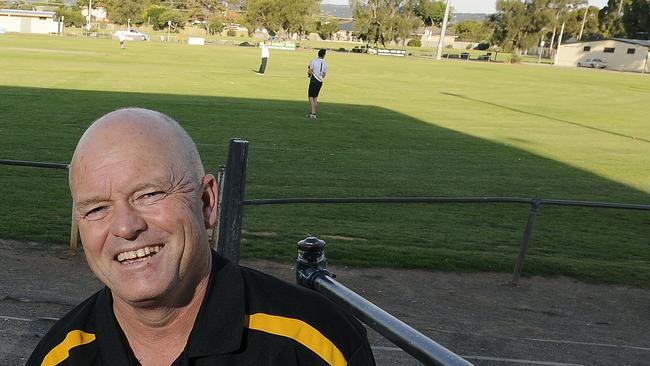 30/10/14 - Brighton Cricket Club president Paul Mackenzie and Brighton Football Club president Kym Steer are happy Brighton Oval sporting clubs are set for redevelopment. Photo Tom Huntley