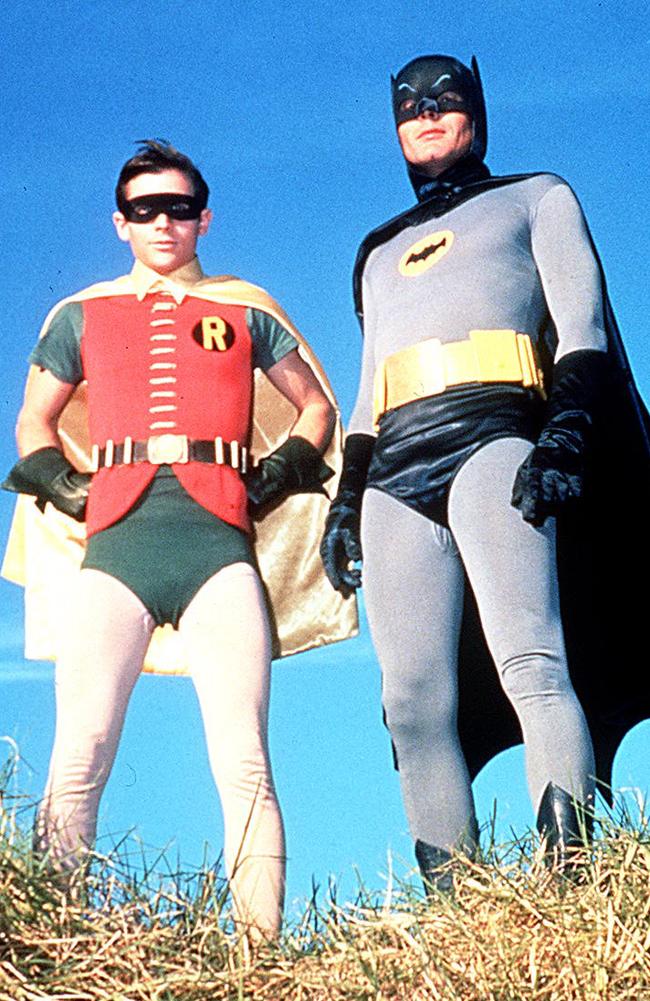 Actor Burt Ward as Robin and Adam West as Batman in 1960s TV show Batman. Picture: Supplied.