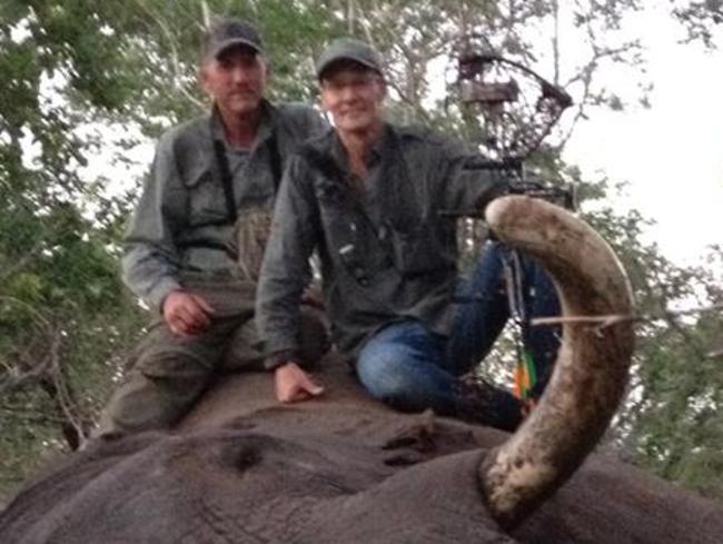 American dentist ... Walt Palmer (right) is well-known in US hunting circles as an expert shot with his bow and arrow. Picture: Facebook/Trophy Hunt America