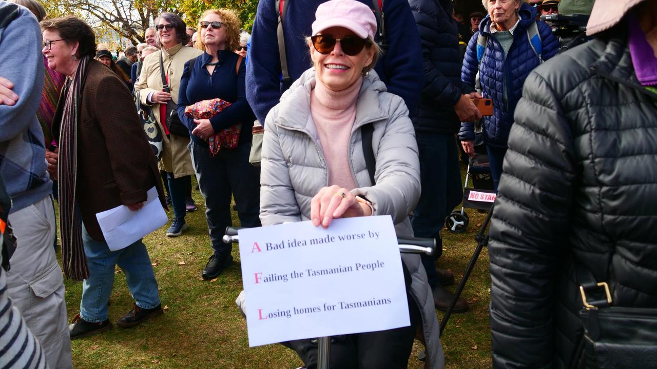 One woman’s sign against the stadium. Picture: Twitter