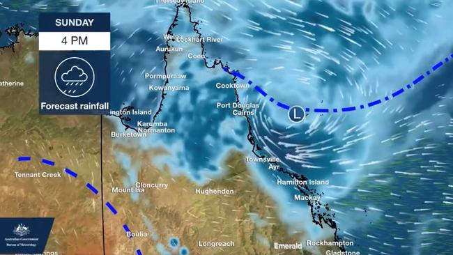 A low pressure system is lingering off the North Queensland coast.