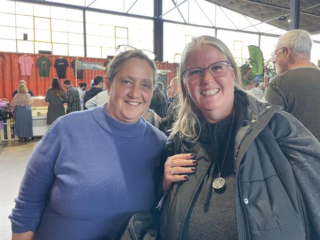 Sharon Sleep and Debby Carter at the 2023 Mould Cheese Festival in Melbourne. Picture: Himangi Singh.