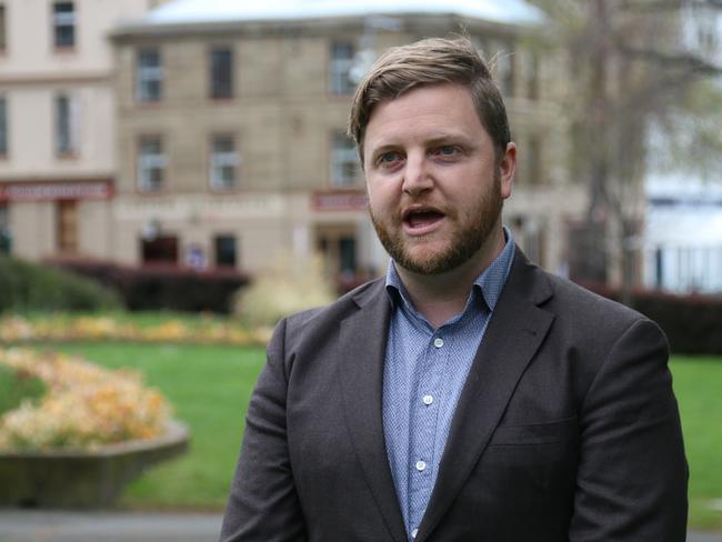 Labor MLC Luke Edmunds speaks to the media on Parliament Lawns on Friday, October 7, 2022.