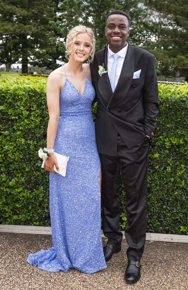 Rose Craig and Deo Kalenga at Centenary Heights State High School formal at Picnic Point, Friday, November 15, 2024. Picture: Kevin Farmer