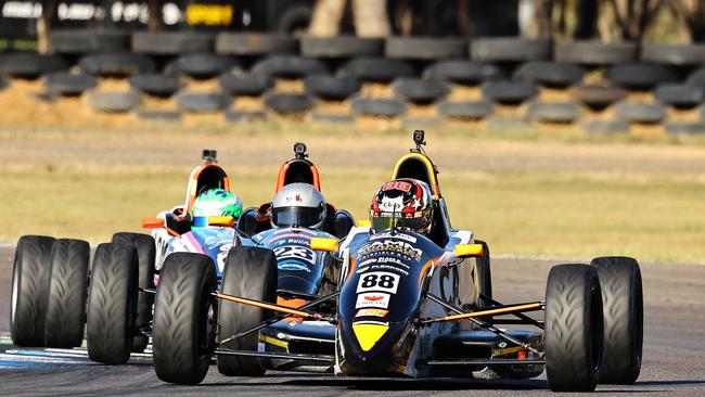 Townsville racer Lachlan Evennett broke through for his first national Formula Ford race win in the Australian Formula Ford Series (AFFS) at Morgan Park Raceway, Warwick, QLD. Picture: Trapnell Creations