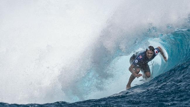 Australian surfer Connor O'Leary rides a wave at Teahupo'o in Tahiti, scene of the surfing event of this year’s Paris Olympic Games. Picture: Jerome Brouillet/AFP