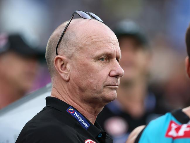 The heat is rising on Ken Hinkley. Picture: James Elsby/AFL Photos via Getty Images.