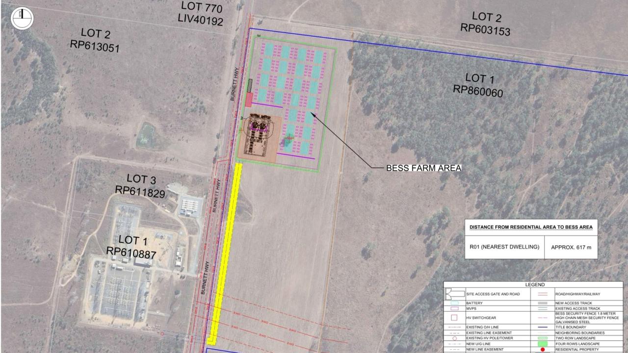 The layout for the proposed 500MW BESS project near Bouldercombe.