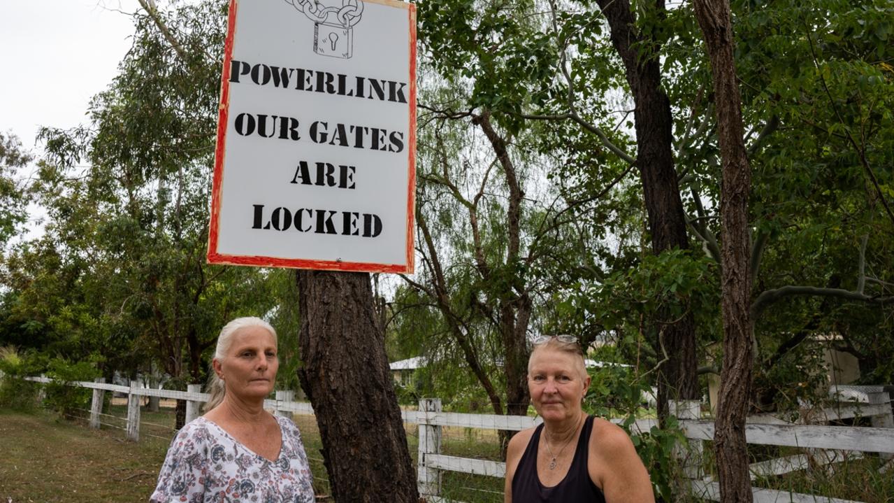 Mardi Brady and Sandra Murray stand outside Ms Murray's house in Kilkivan near Black snake, their properties lie along the 4km Woolooga transmission corridor. Picture: Christine Schindler