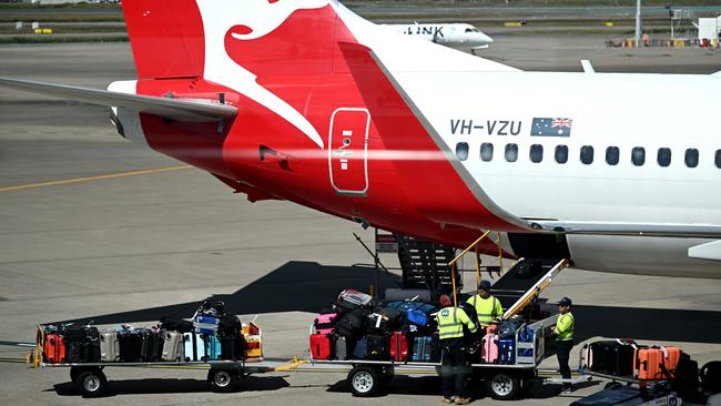 Qantas was found to acted in breach of the Fair Work Act when it outsourced the jobs of almost 1700 baggage handlers, ramp crew and cleaners at the height of the Covid pandemic. Picture: NCA NewsWire/Dan Peled
