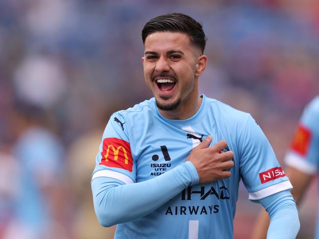 Marco Tilio celebrates Melbourne City’s early goal. Picture: Getty Images