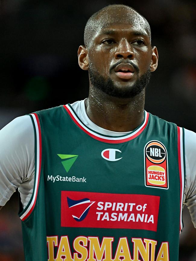 Milton Doyle of the Jackjumpers looks on during game three of the NBL Semi Final series match between New Zealand Breakers and the Tasmania Jackjumpers at Spark Arena, on February 19, 2023, in Auckland, New Zealand. (Photo by Masanori Udagawa/Getty Images)