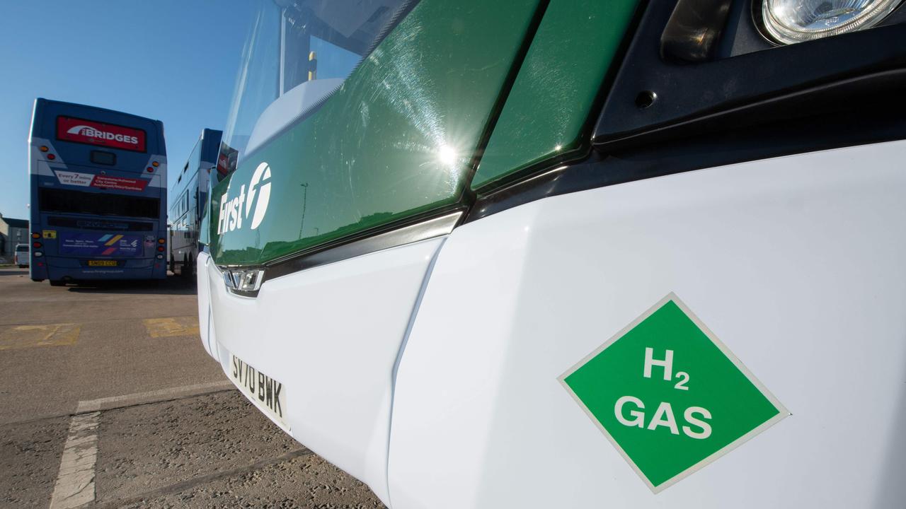 Green hydrogen could power vehicles, such as these buses in Scotland. Picture: Michal Wachucik / AFP