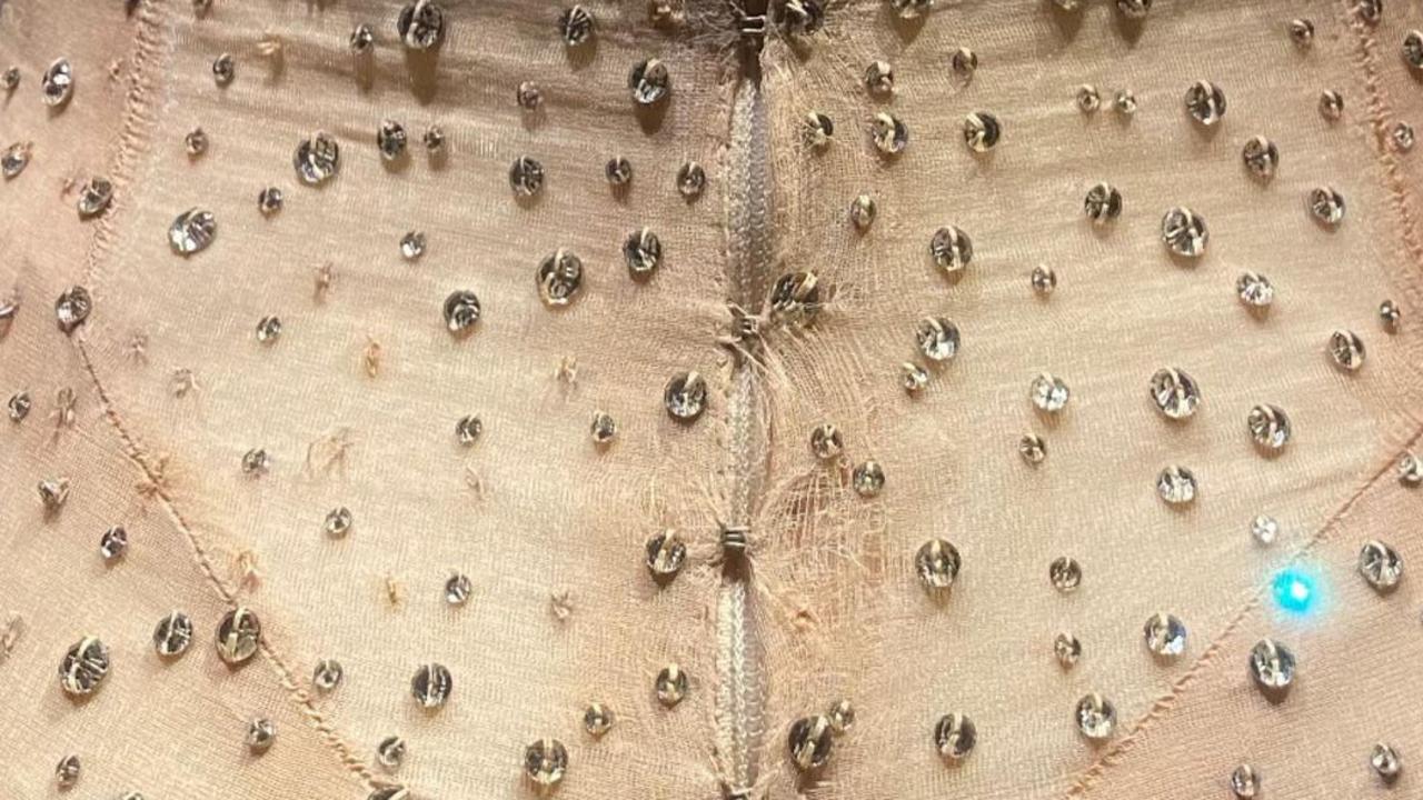 Marilyn Monroe’s Happy Birthday dress worn by Kim Kardashian appears to be missing some gems. Picture: Instagram