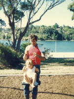 Nina and Allan at a park in the late eighties.