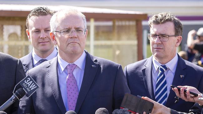 Prime Minister Scott Morrison in Frankston, Melbourne, yesterday. Picture: AAP