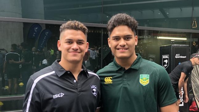 Brothers Shawn and Dean Blore played against each other as junior in the 2018 Junior Kangaroos v Junior Kiwis game.