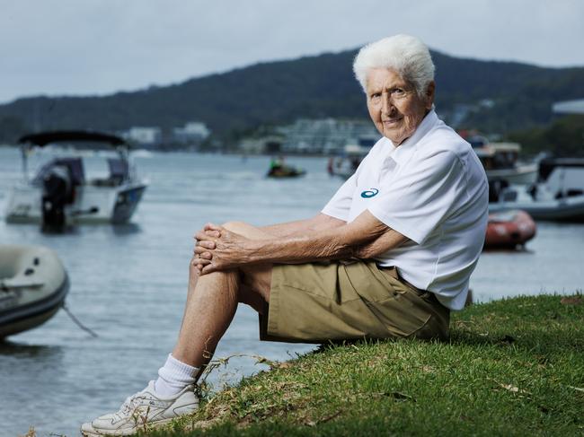 Dawn Fraser on the river at Noosaville. Picture Lachie Millard