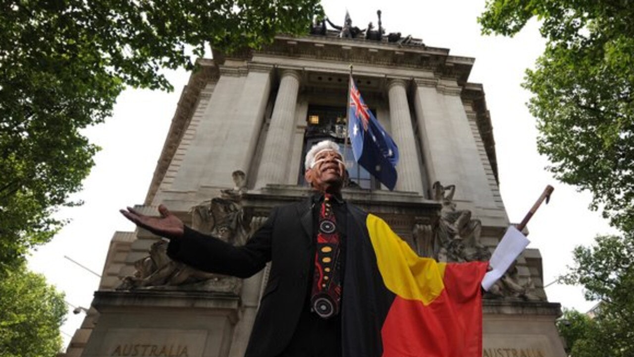 Rev. Dr. Djiniyini Gondarra OAM delivers a speech outside Australia House in London on May 13, 2011. AFP PHOTO/BEN STANSALL