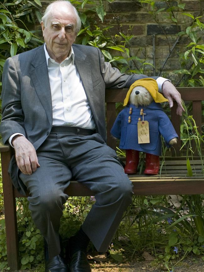 British author Michael Bond sits with a Paddington Bear toy in 2008.  Picture:  AP