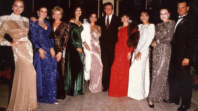 Glitzy gowns like these from the Dynasty collection, pictured in 1988, were in fashion after the cult TV show inspired a return to glamour.