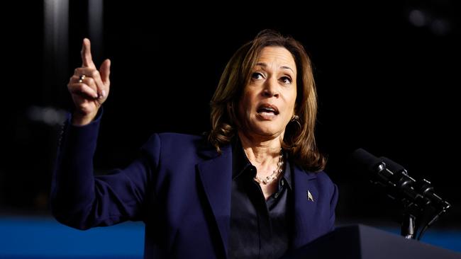 Kamala Harris speaks at the Resch Expo Center in Green Bay, Wisconsin, on Thursday night. Picture: AFP