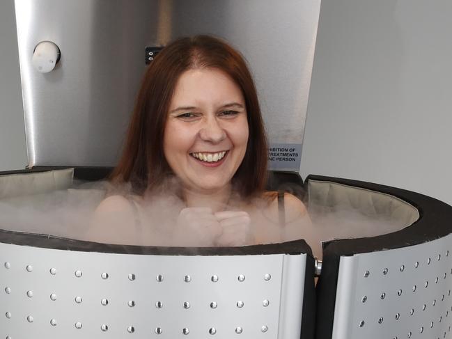 Cryo Fitness at Penrith puts you in minus 140 celcius for 3 minutes for health benefits. *Journalist Isabell Petrinic to try it for the story and photo.