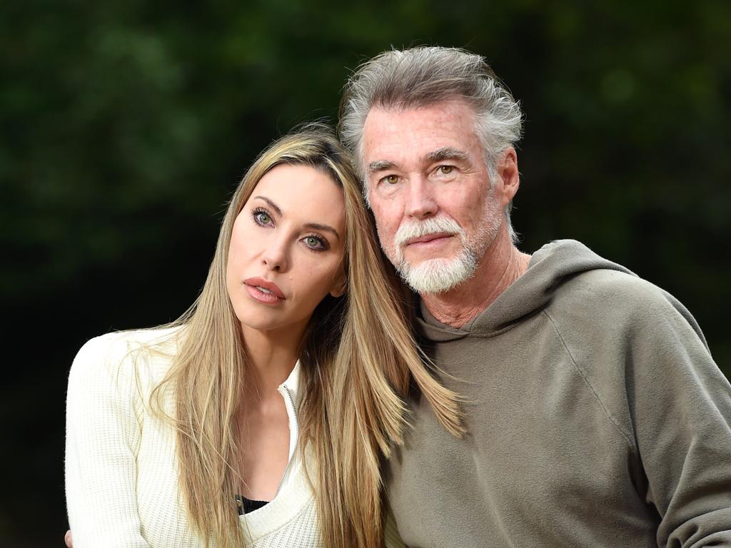 Olivia Newton-John’s daughter Chloe Lattanzi and Olivia’s husband John Easterling, ahead of her memorial on Sunday. Picture : Nicki Connolly