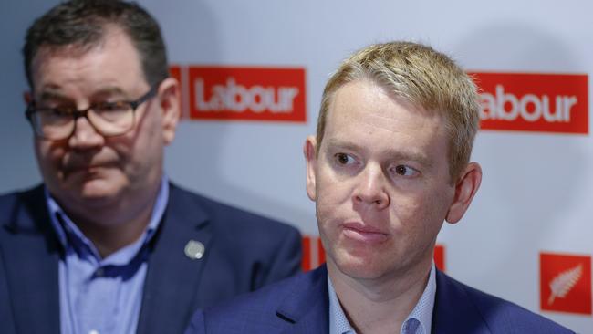 NZ Prime Minister Chris Hipkins (R) and Finance Minister Grant Robertson during the Labour Party Congress. Picture: Getty Images.