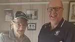 Mount Clear cricket legend Allan Spratling (left) receiving his Hall of Fame nod from Ballarat Cricket Association. Picture: Ballarat Cricket Association.