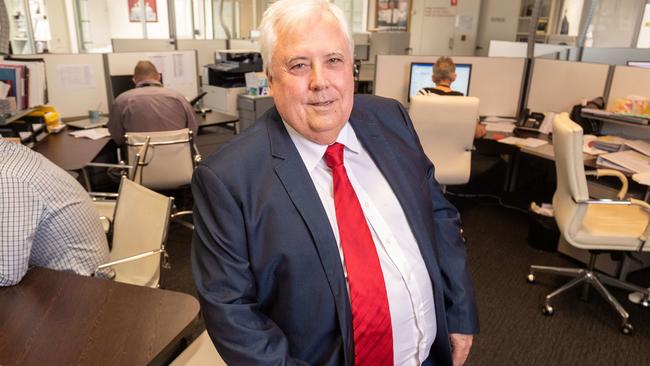 Billionaire Clive Palmer at his office in Brisbane. Picture: Glenn Hunt\