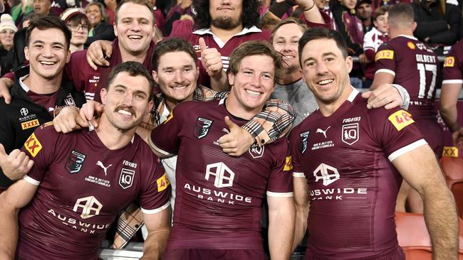 Harry Grant (C) and Ben Hunt (R) played pivotal roles in winning last year’s Origin series. Picture: NRL Photos