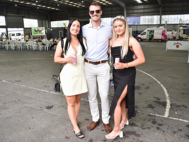 Tash Boucher, Max Keenan (Globe - Mick Price and Michael Kent Junior - Ladbrokes Cranbourne Cup 2024 winner) and Laura Huxtable enjoying all the action at the Ladbrokes Cranbourne Cup on Saturday, November 23, 2024. Picture: Jack Colantuono