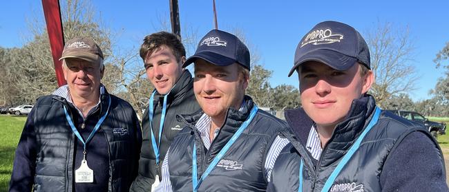 Rob Montague, Lambpro, at Holbrook, Daniel McGinty of Apsley, and Nick Robertson and Will Jones all of Lambpro Holbrook pictured at the Lambpro Field Day. Picture: Nikki Reynolds