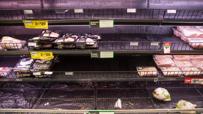 Supermarkets are struggling to keep shelves stocked. Picture: Aaron Francis.