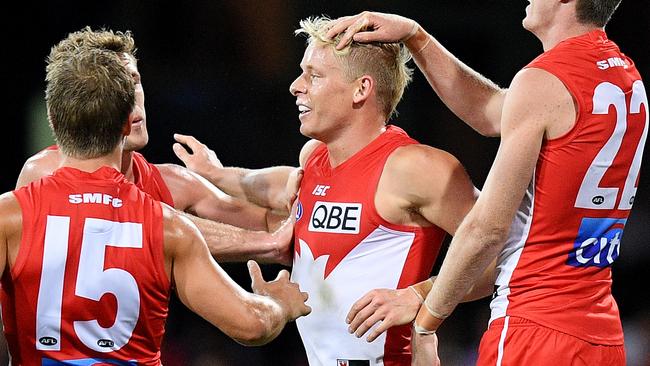 Isaac Heeney was prolific and dangerous near goal. Pic: AAP 