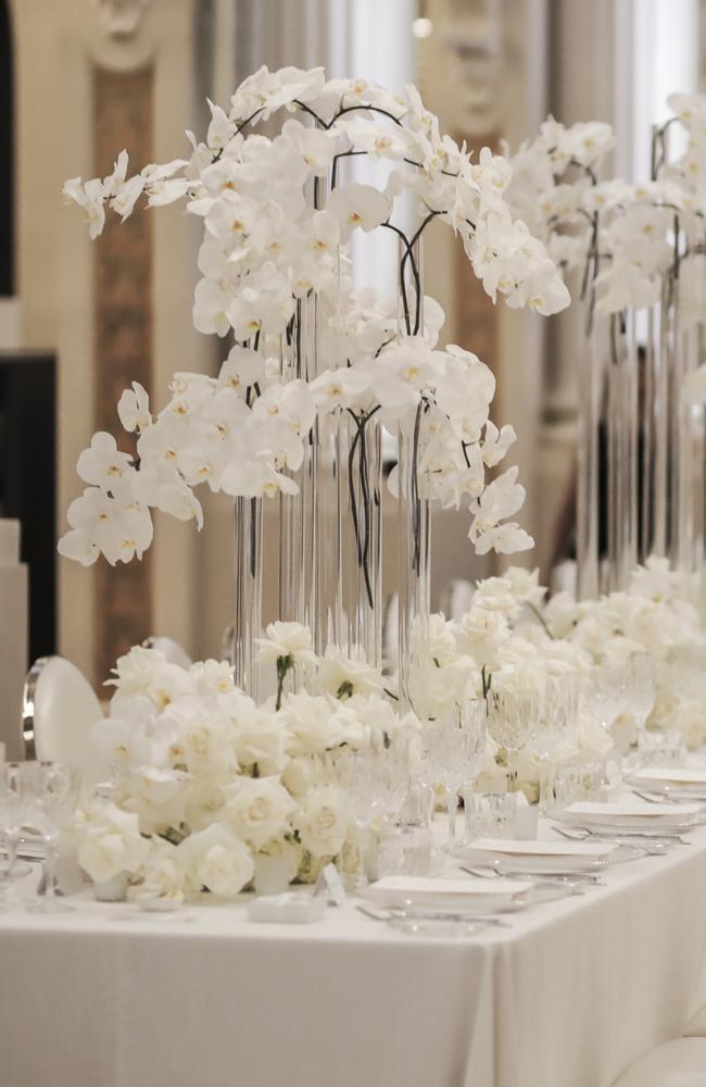 A heavenly feel was created at the reception with an abundance of white orchids, hydrangea, roses and phalaenopsis. Picture: APL Photography