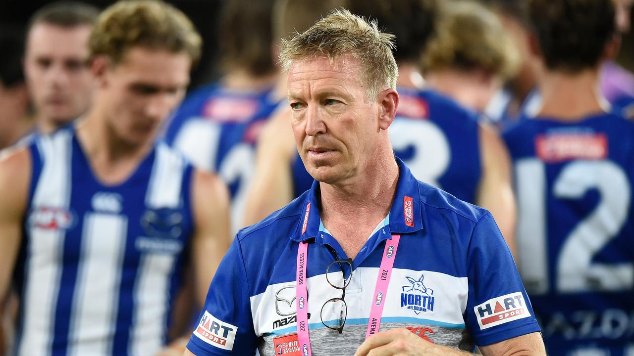 Senior coach David Noble during the round 2 AFL match between the Gold Coast Suns and North Melbourne (Photo by Matt Roberts/AFL Photos/via Getty Images)