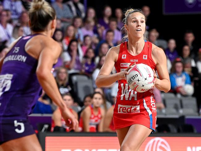 Paige Hadley of the Swifts in Brisbane, Australia. Picture: Bradley Kanaris/Getty Images